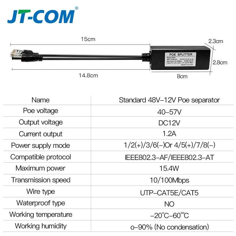 Фотография №5 товара Стандартный POE-сплиттер 48В на 5В 12В 1.2А 2А Micro USB