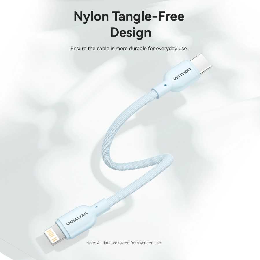 Фотография №4 товара Кабель Vention Lightning, короткий USB-C кабель 3A 27W 17 см,