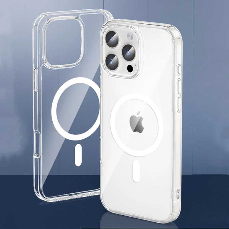 Оригинальный магнитный прозрачный чехол для телефона Magsafe для iPhone 17, 16, 15, 14 Plus, 13, 12, 11 Pro Max, задняя крышка с беспроводной зарядкой Чехлы и чехлы для мобильных телефонов