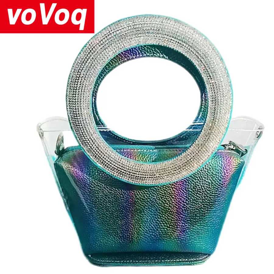 Прозрачная композитная сумка из ПВХ, роскошная круглая ручная сумка со стразами Bing, женская сумка для свадебной деловой вечеринки Летние сумки