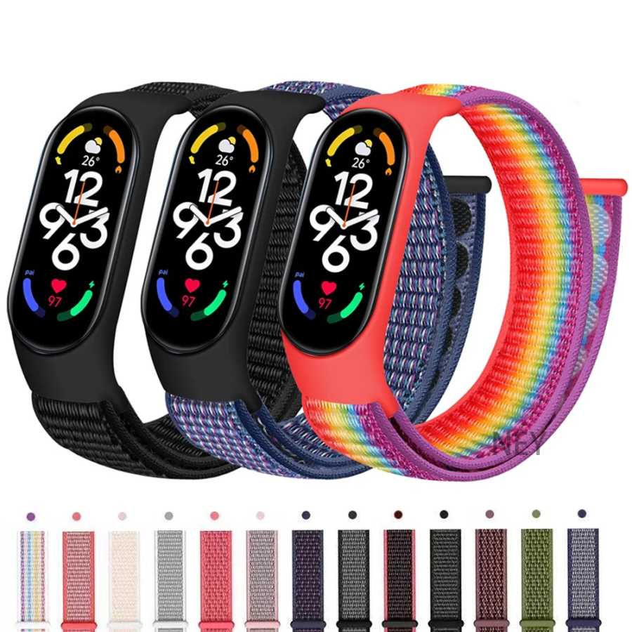Нейлоновая петля для умных часов Xiaomi Mi Band 7-6, спортивный браслет Miband7 Correa, сменный браслет smartband 7, 6, 5 4, 3 nfc, ремешок Аксессуары для часов