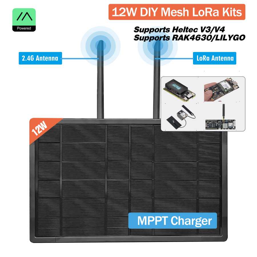 Солнечная панель MPPT 12 Вт, Heltec 433 868 915 МГц LoRa, для наружного использования, IP67 водонепроницаемая, Wi-Fi, Meshtastic, RAK4631, LILYGO, ESP32, Arduino IoT Аксессуары и запчасти