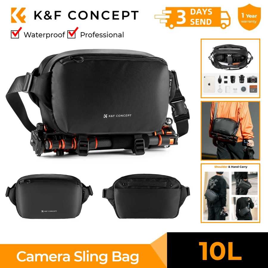 Сумка-слинг для фотоаппарата K&F CONCEPT 10L, водонепроницаемая, для путешествий и фотосъемки, наплечная сумка для Canon, Nikon, Sony DSLR, чехол для дрона DJI Фото- и видеотехника