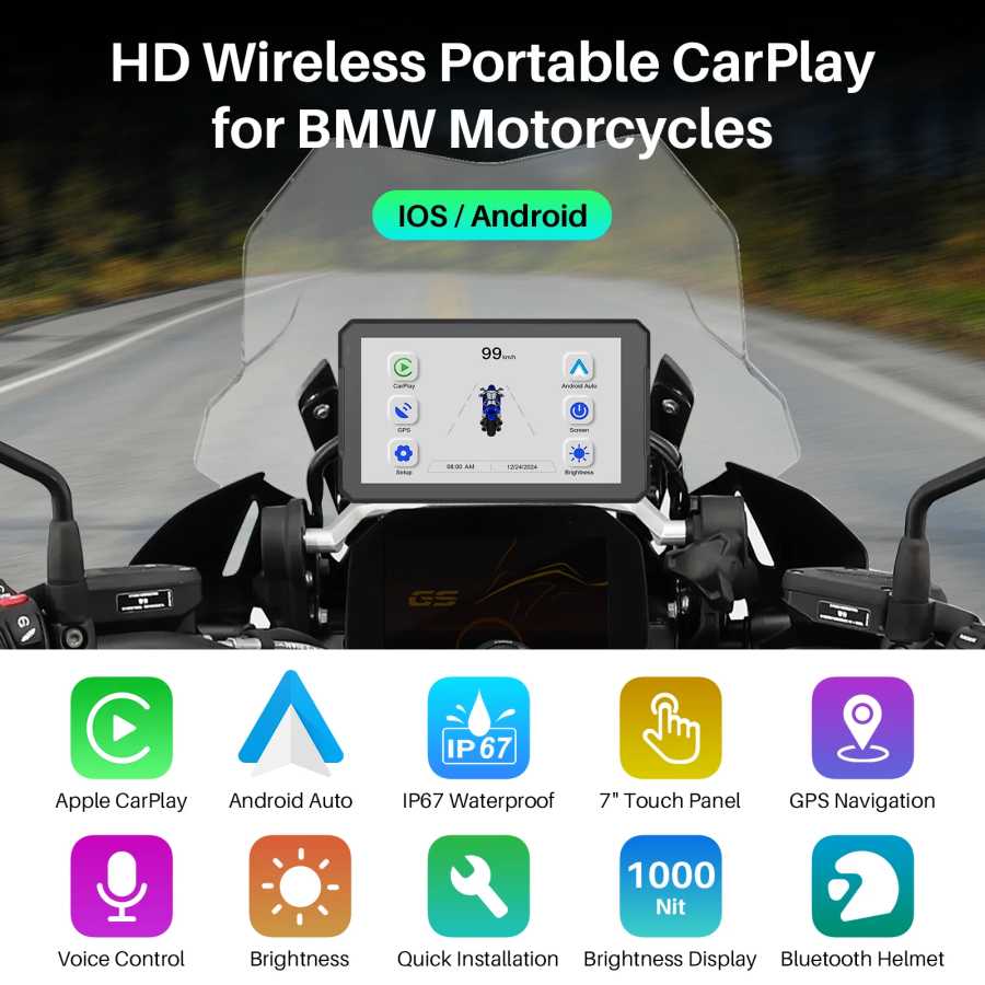 Фотография №5 товара Портативный 7-дюймовый мотонавигатор CarPlay для BMW XR M1000 R1200GS R1250GS