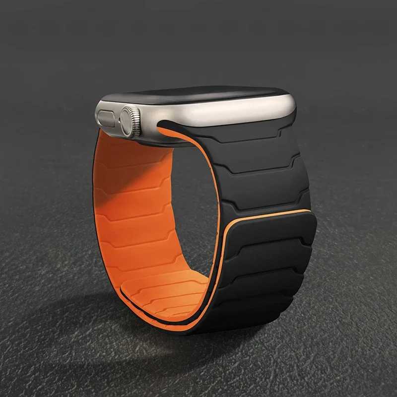 Магнитный силиконовый ремешок для Apple Watch Ultra 2, 3, 49 мм, 44 мм, 40 мм, 41 мм, 46 мм, 42 мм, 45 мм, браслет для IWatch Series 11, 9, 8, 7, SE, 10 Аксессуары для часов
