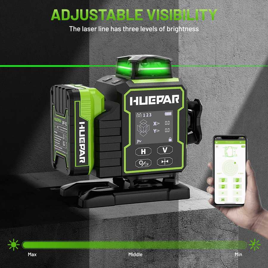 Фотография №3 товара Лазерный уровень Huepar W04CG Green Cross 4D 16-линейный Bluetooth-лазерный нивелир