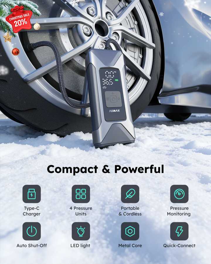 Фотография №1 товара ASMAX 160PSI портативный насос для накачивания мотоцикла воздушный насос 7500