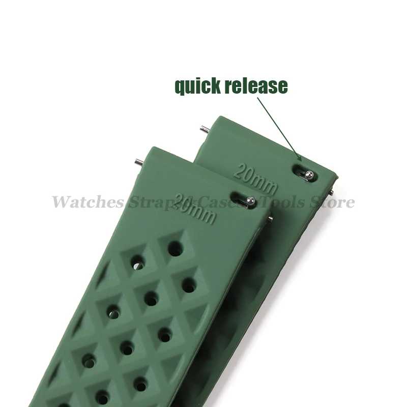 Фотография №3 товара Tropical Silicone Watch Band Quick Release Strap 18mm 20mm 22mm
