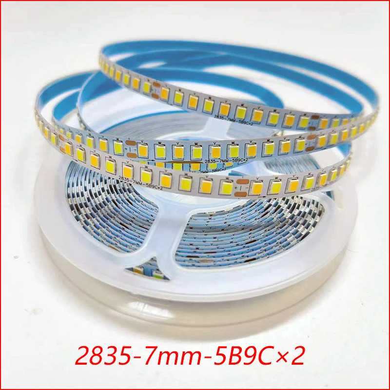 5 метров 2835-7mm-5B9C&times;2 180D 3 цвета, светодиодная лента постоянного тока 18 Вт&times;2/метр с LED-лентой 3000K+6500K Светодиодная подсветка