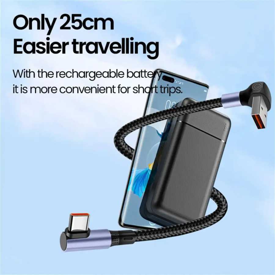 Фотография №3 товара Короткий угловой кабель USB A/USB C, 66 Вт, 90 градусов,
