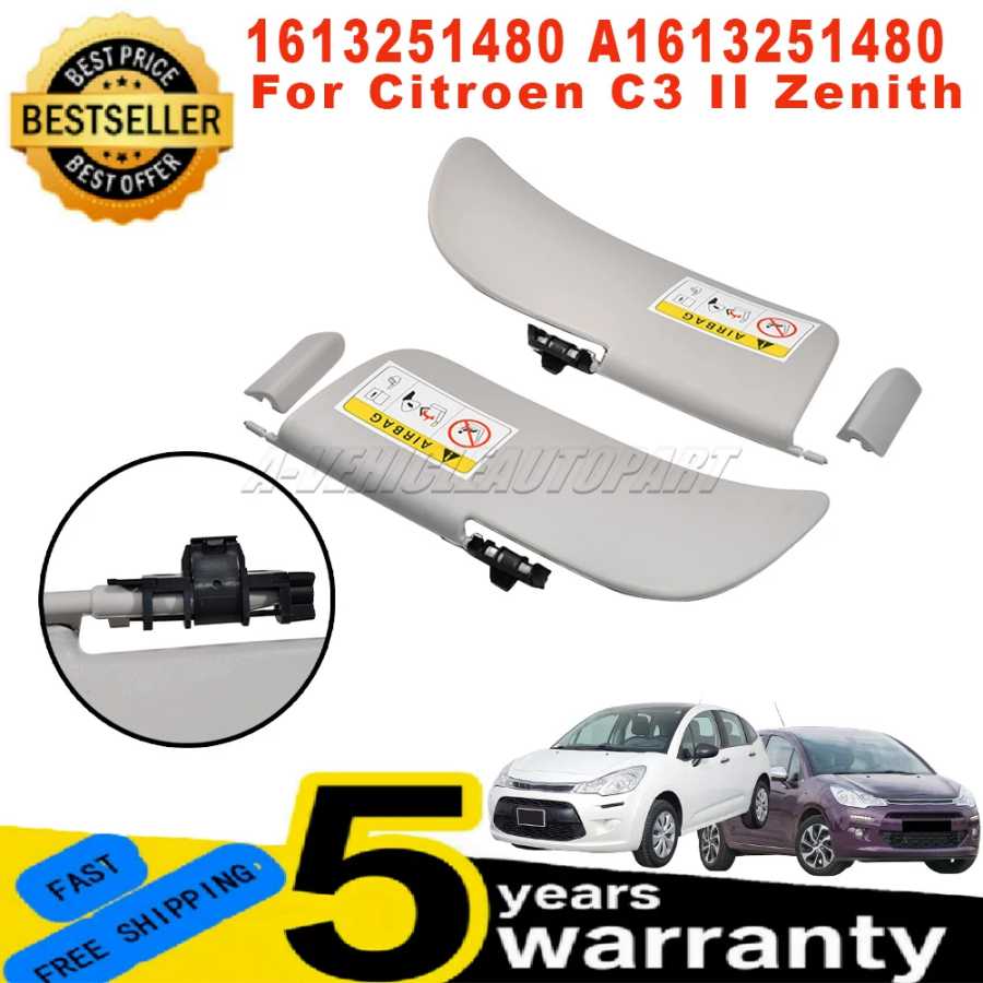 1613251480 Солнцезащитный козырек для Citroen C3 II Zenith, новый комплект для левой и правой стороны A1613251480, простая установка, автомобильные аксессуары Детали интерьера