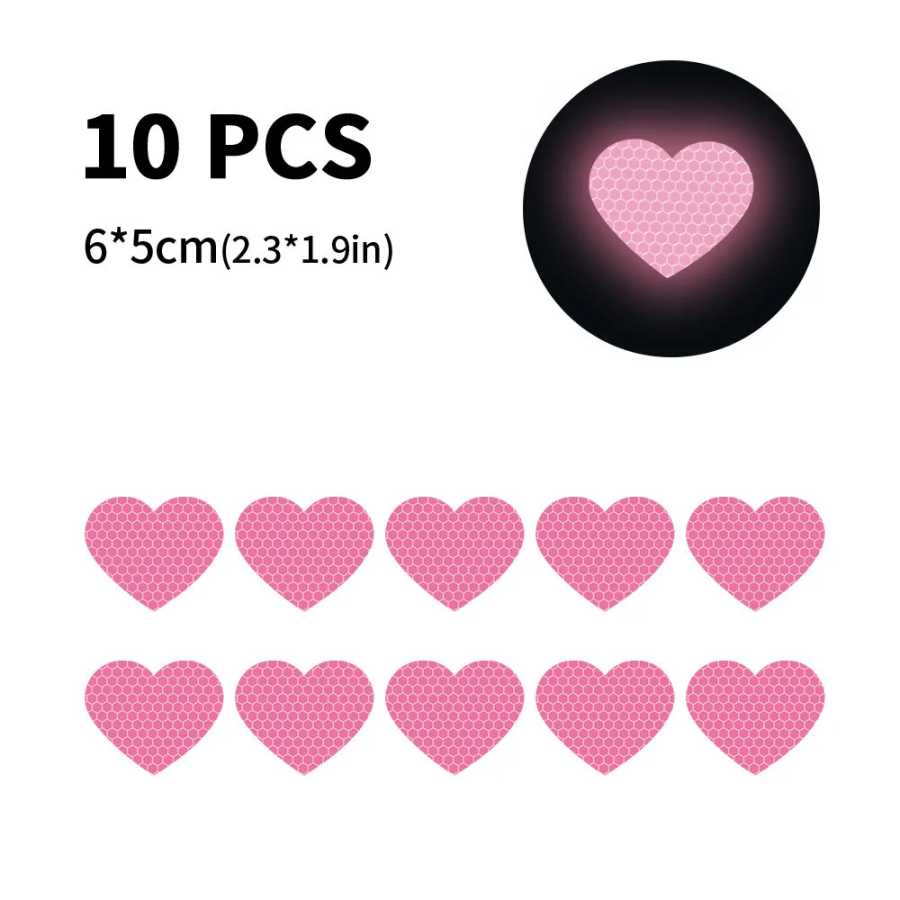 Фотография №5 товара 10pcs Автомобильный бампер отражающий безопасность наклейк любящего сердца автомобиля отражающий