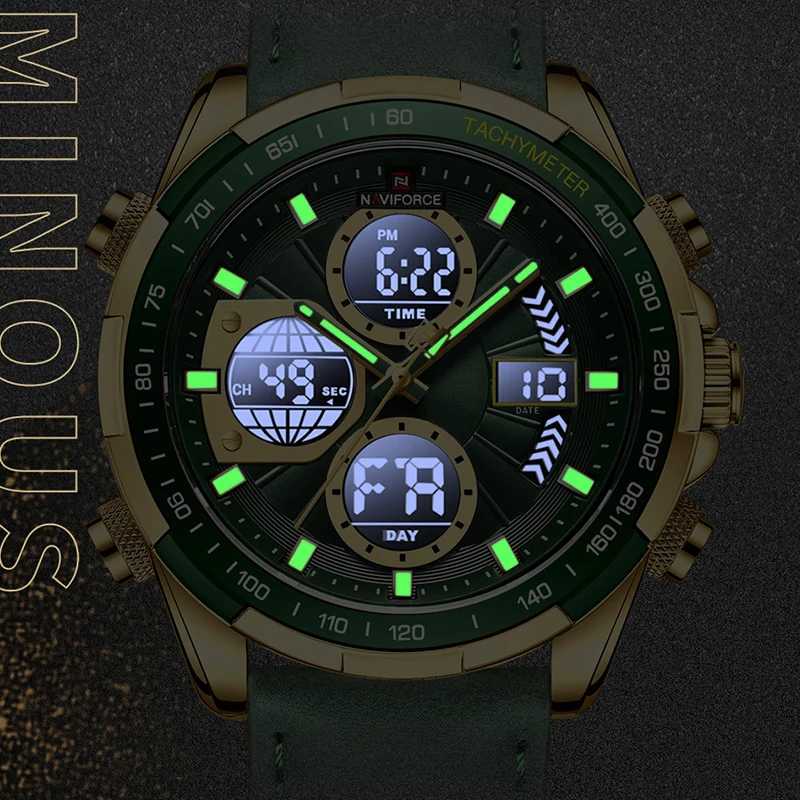Фотография №1 товара Новые часы NAVIFORCE для мужчин, кожаные мужские военные спортивные водонепроницаемые