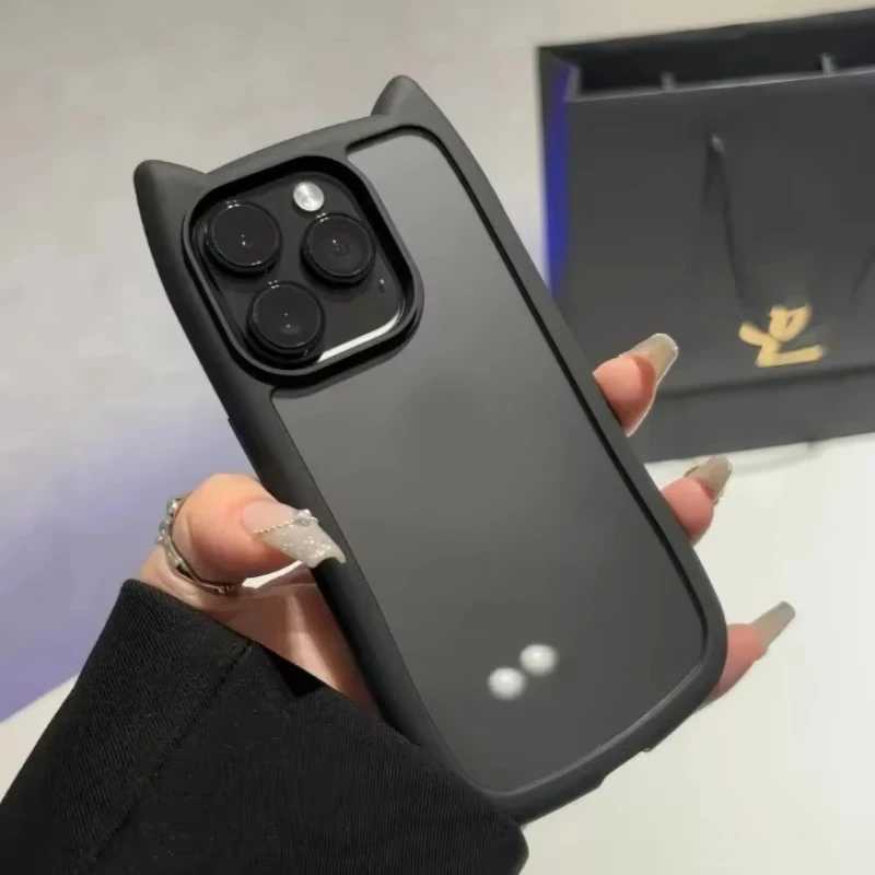 Прозрачный корейский силиконовый чехол для iPhone 13, iPhone 16, 15, 14, 12, 11, 17 Pro Max, Air, X, XR, XS Max с милыми кошачьими ушками Чехлы и чехлы для мобильных телефонов