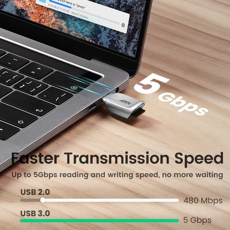 Фотография №2 товара UGREEN кардридер USB-C Micro SD TF карта OTG адаптер для