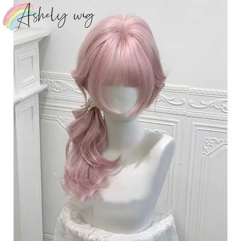 Фотография №3 товара Парик Ashely для женщин, новый длинный волнистый парик с челкой,