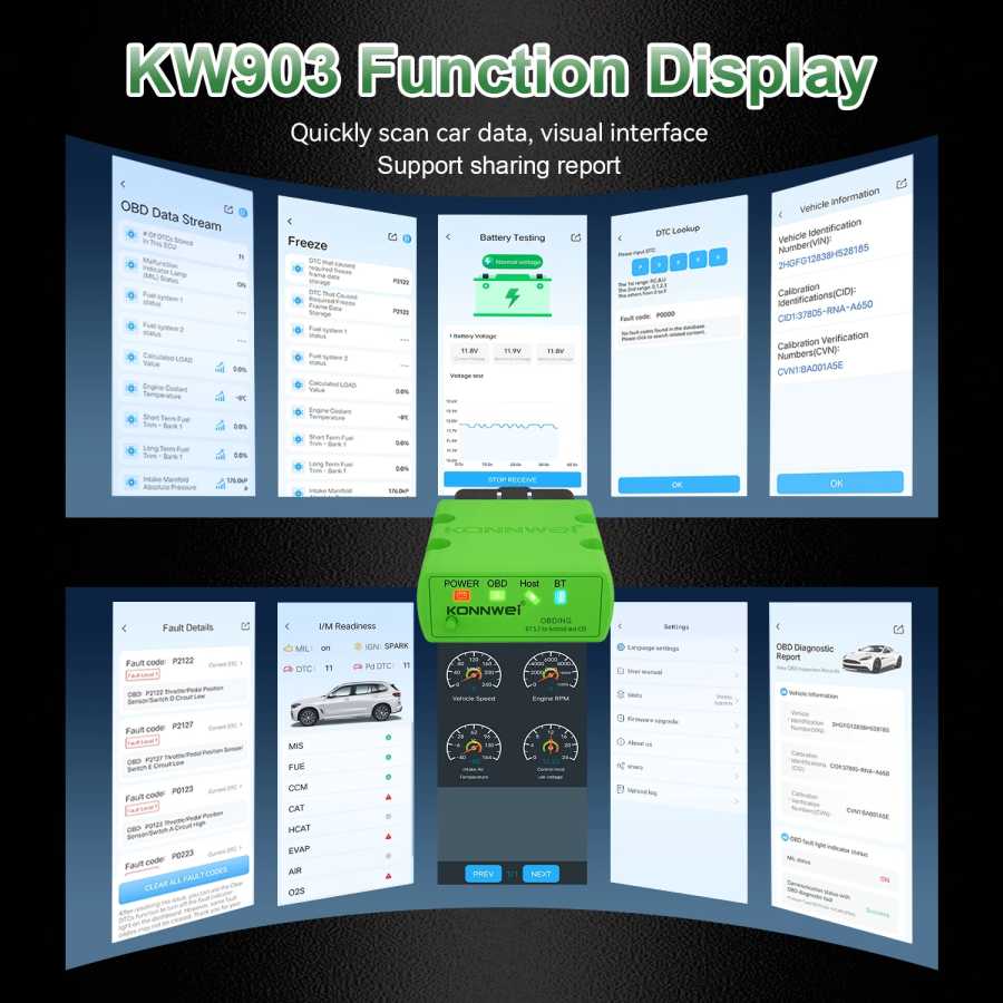 Фотография №4 товара 2026 KONNWEI KW902 Elm327 V1.5 OBD2 Bluetooth Автомобильный диагностический сканер