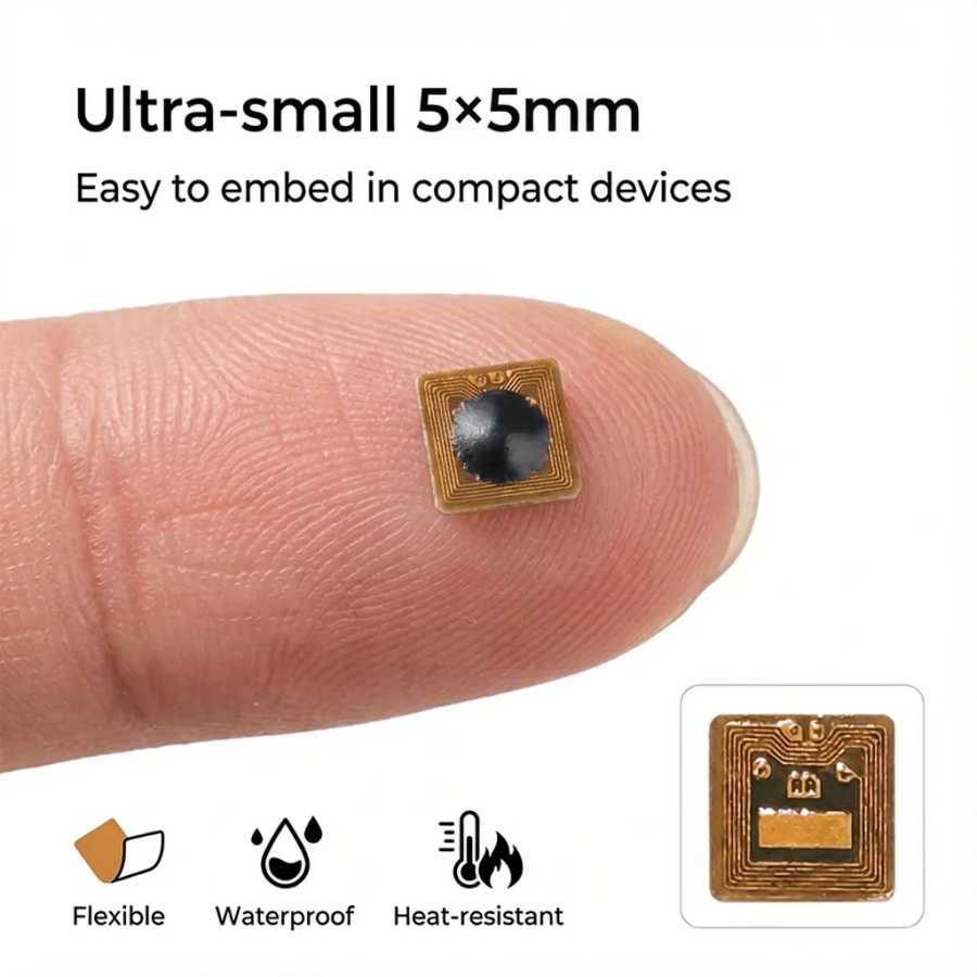 Программируемая микро-метка FPC NFC RFID 5*5 мм, стикер Ntag213 с радиусом считывания 1 мм для контроля доступа и управления цепочкой поставок Доступ к автоматизации здания