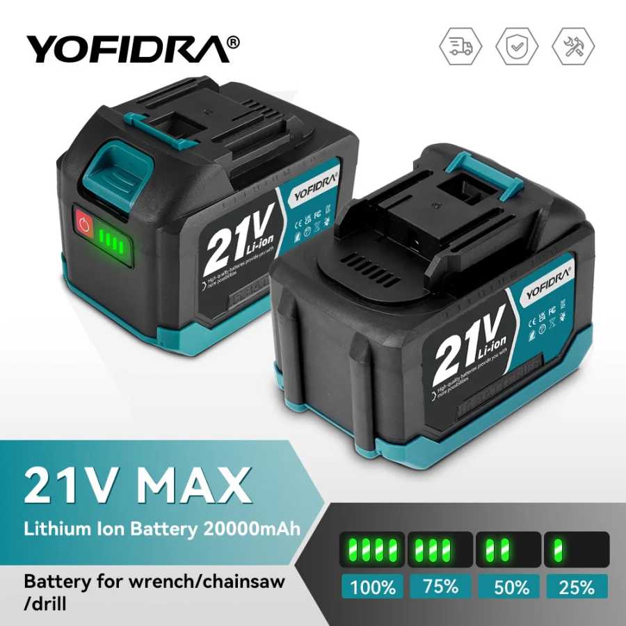 Аккумулятор литий-ионный YOFIDRA 3.0Ач 4.0Ач для электроинструментов: гайковертов, цепных пил Детали для электроинструментов