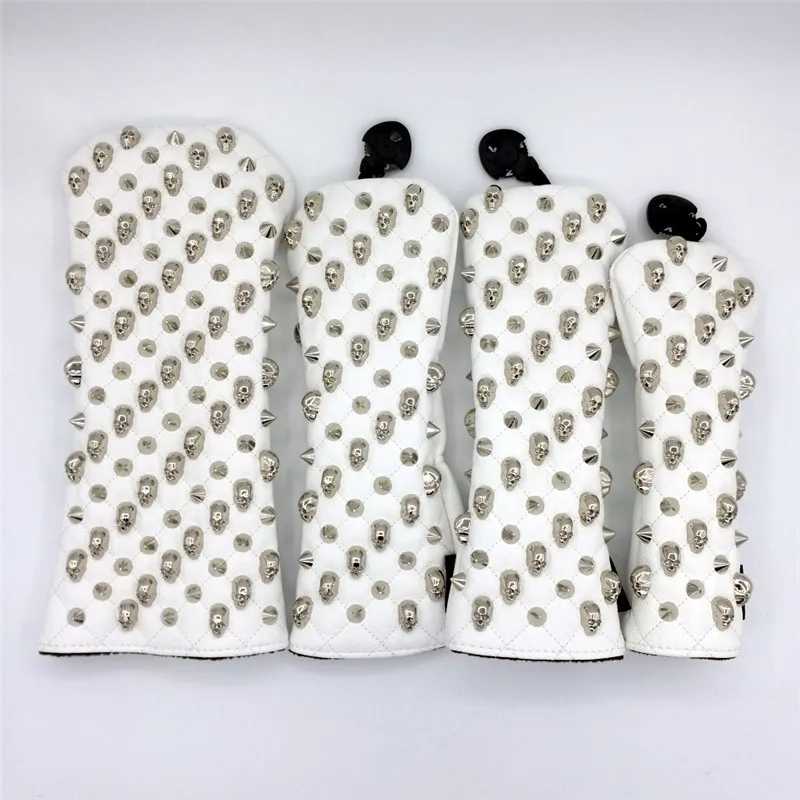 Чехлы для головок клюшек для гольфа Silver Rivets из искусственной кожи для драйверов, фервейных вудов и гибридов, для мужчин и женщин Гольф
