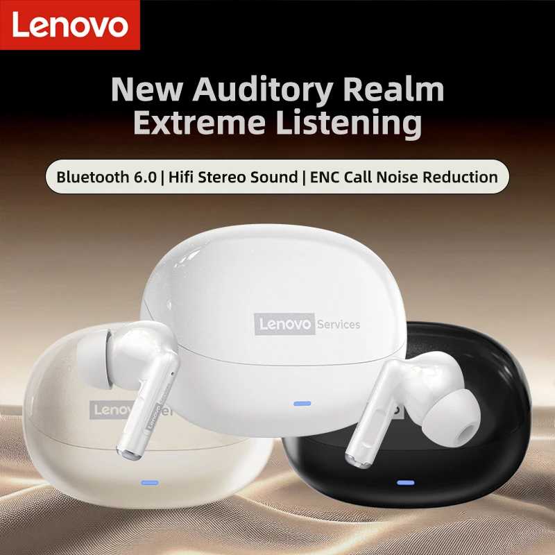 Наушники Lenovo LE257, беспроводные Bluetooth 6,0, Hi-Fi звук, ENC, наушники с шумоподавлением, игровая спортивная гарнитура с микрофоном, наушники-вкладыши Портативное аудио и видео