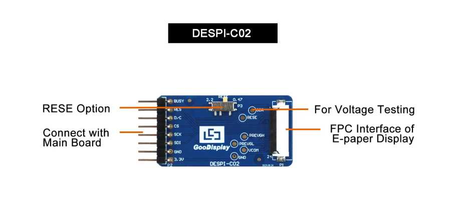 Фотография №4 товара Плата адаптера подключения E-Ink HAT для дисплея Epaper DESPI-C02