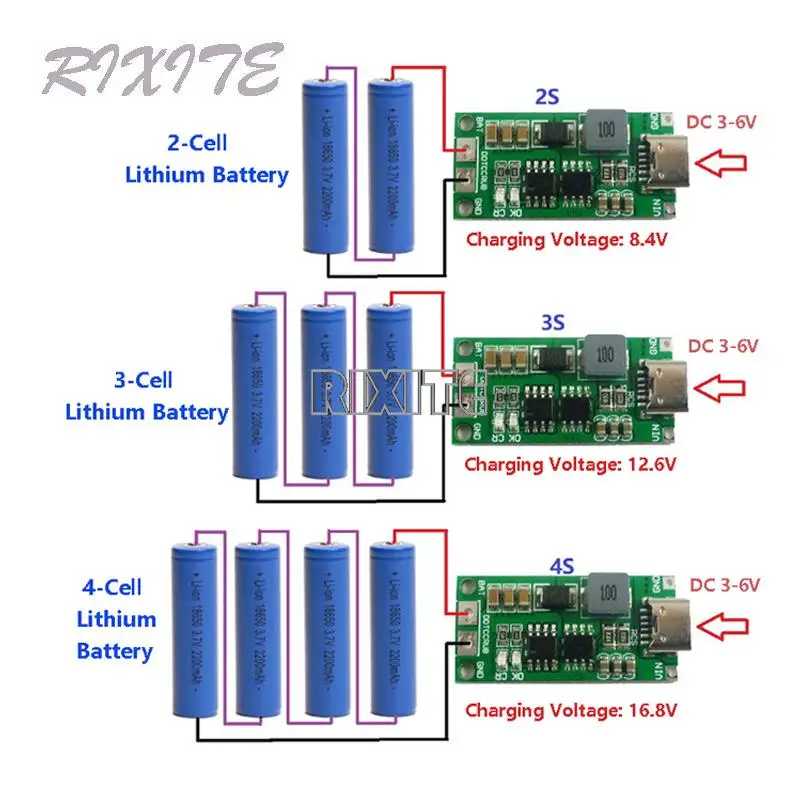 Тип C BMS 2S 3S 4S 1A 2A 4A 18650 Плата зарядного устройства для литиевых батарей USB C повышающий модуль для Li-Po Polymer Power Bank Аксессуары и запчасти