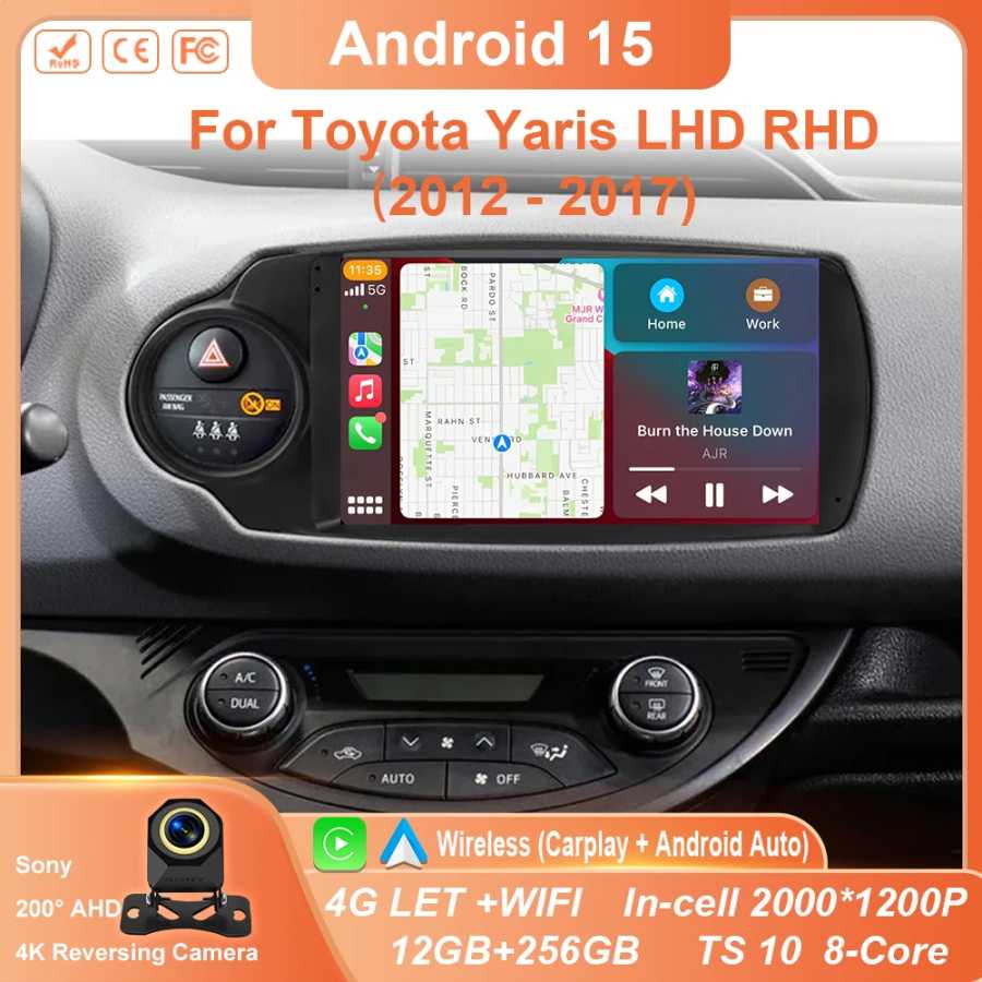 Автомобильное радио Android 15 Carplay для Toyota Yaris 2012 2013 2014 2015 2016 2017 LHD RHD навигация GPS мультимедийный плеер стерео WIFI Автоэлектроника