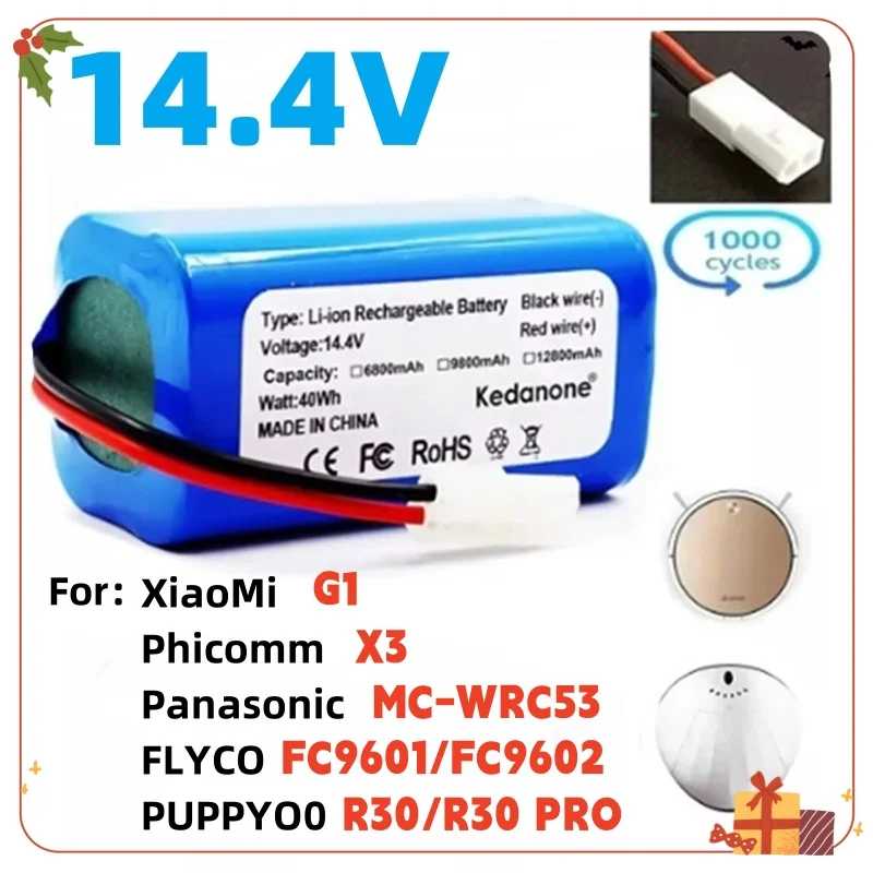 Литий-ионный аккумулятор 14,4 В для робота-пылесоса Xiaomi Mijia Essential G1 MJSTG1, SKV4136GL H18650CH R30 R35 4S1P 9800 мАч Аксессуары и запчасти