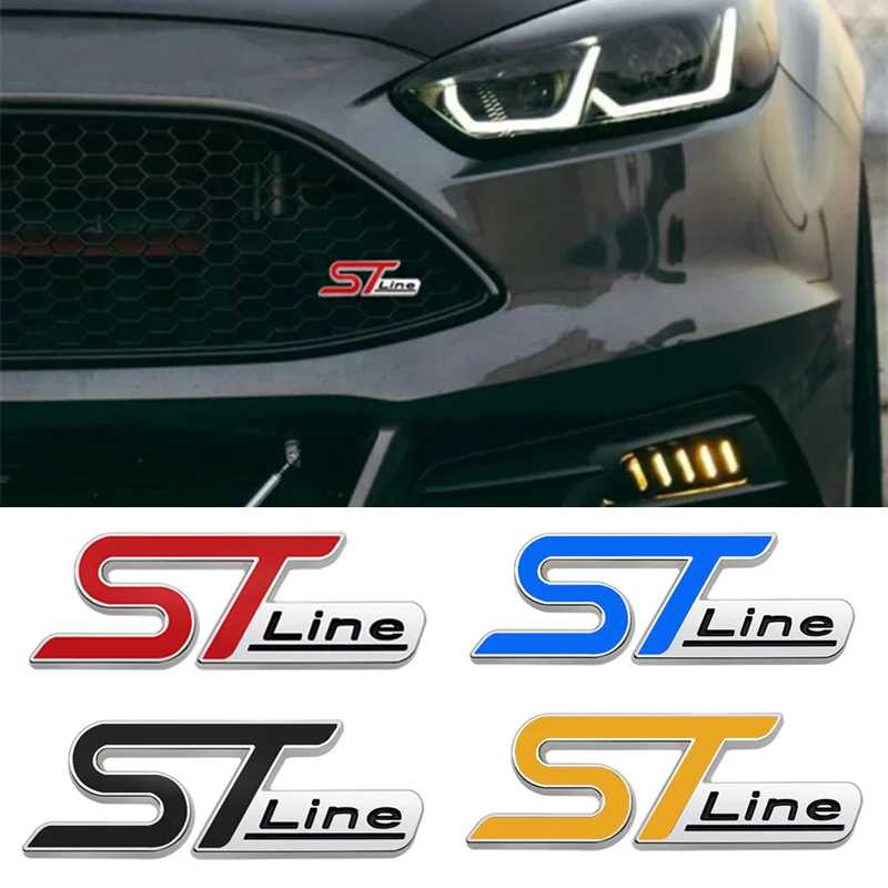 3D металлическая передняя решетка ST Line, эмблема автомобиля, хромированная наклейка для FORD ST Focus x 2 3 Kuga FIESTA MONDEO, автостайлинг автомобиля Внешние аксессуары