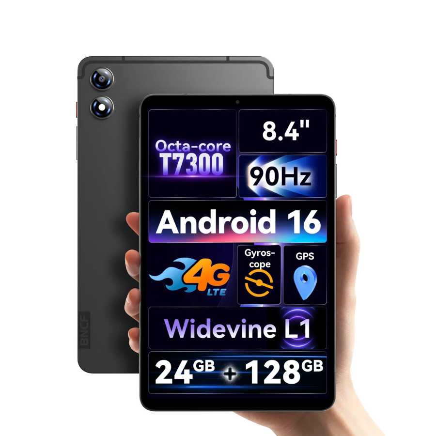 Планшет BNCF-Bpad T1 на Android 16, Unisoc T7300, 24 (8 + 16) ГБ + 128 ГБ, 8,4-дюймовый экран FHD IPS, 90 Гц, L1, 4G LTE, Wi-Fi 5, BT5.4 Планшеты