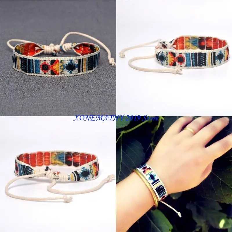 Фотография №4 товара F42F Boho Boho Клубничный цветок, вышитый браслет, браслет ручной обработки