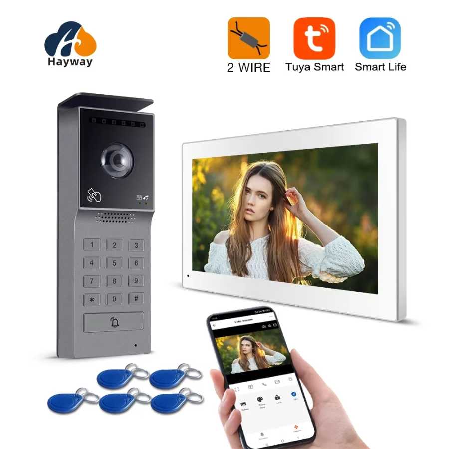 Видеодомофон Hayway 2-Wires с Wi-Fi Tuya, умный видеодомофон для дома, 1080P IPS сенсорный монитор, дверной звонок, камера, система безопасности Доступ к автоматизации здания