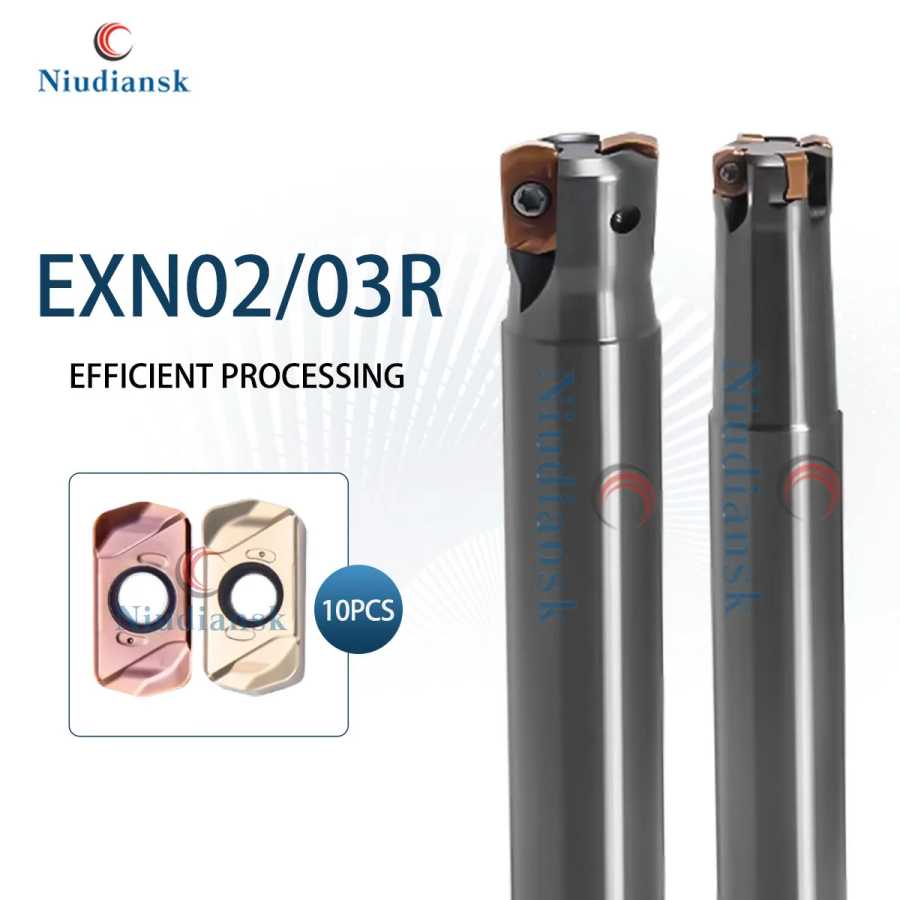 EXN02R/EXN03R 1 шт., фрезы с быстрой подачей малого диаметра, стержень LNMU02 LNMU03, двухсторонние твердосплавные вставки, фрезерные лезвия, 10 шт. Сверла, пилы и режущие инструменты