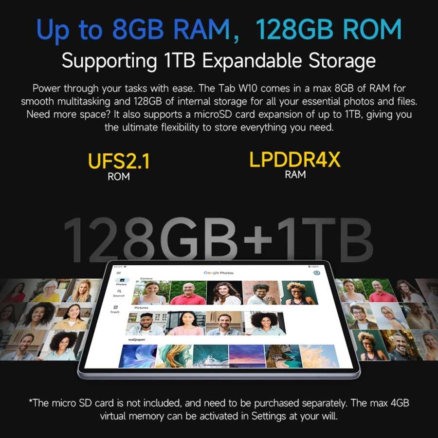 Фотография №4 товара Планшет Ulefone Tab W10, 10,1-дюймовый HD+ дисплей, 8 ГБ ОЗУ,