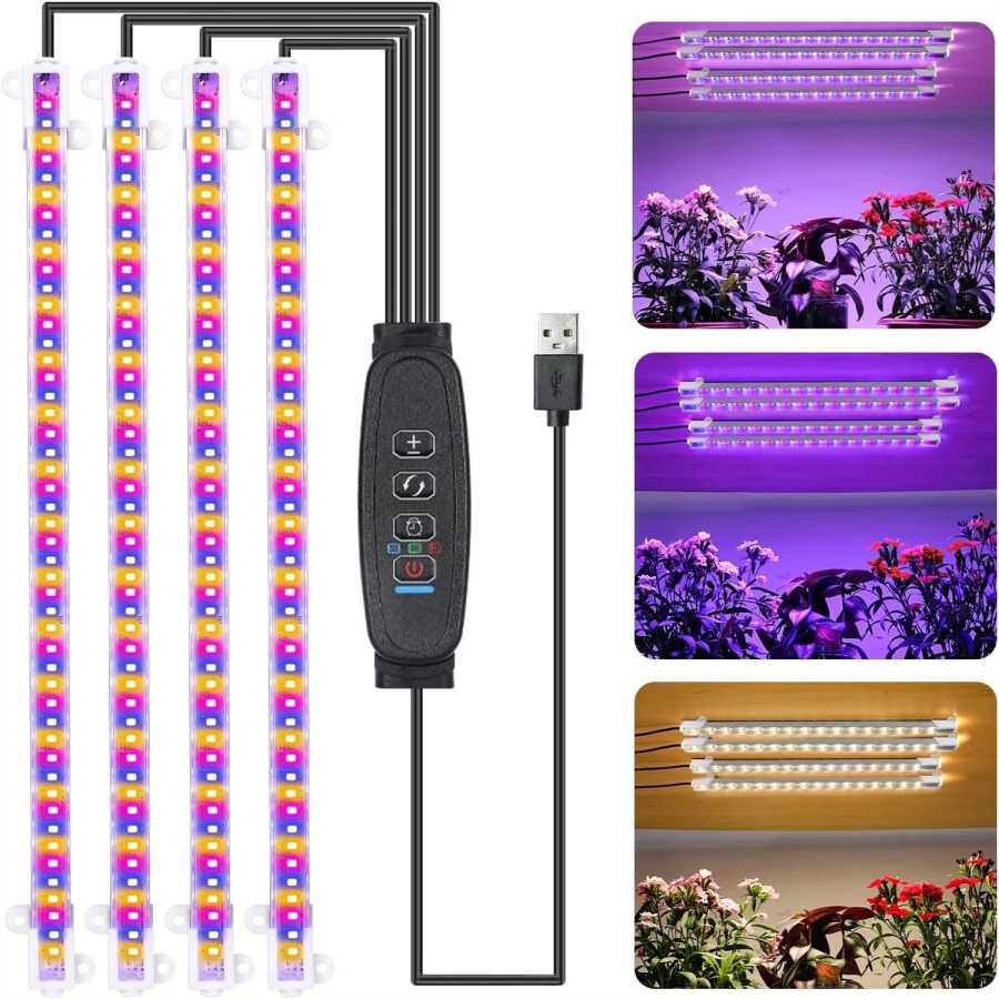3 цвета, комнатный светодиодный светильник для выращивания растений, USB DC5V, таймер, фитолампа для растений, светодиодная лампа с регулируемой яркостью, фитолампы, полный спектр гидропоники Профессиональное освещение