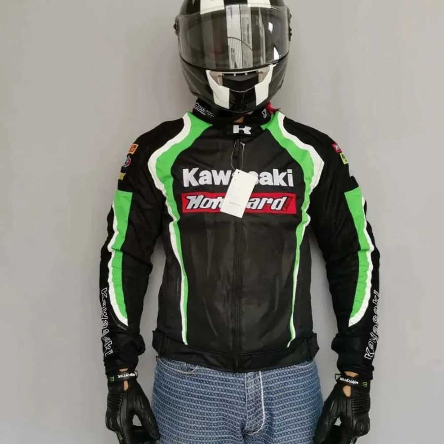 Летняя мотоциклетная куртка для бездорожья Kawasaki с вышивкой, снижающая нагрузку, с защитой от падений, для гонок и езды по дорогам Парки