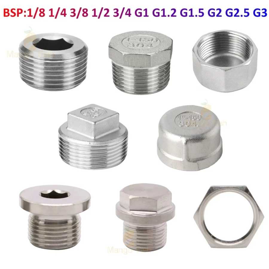 1/5/10 шт. 1/8 "1/4" 3/8 "1/2" 3/4" 1 "G1.2 BSP Мужской фланец с потайной головкой Шестигранная квадратная заглушка Фитинги для труб из нержавеющей стали 304 Водоснабжение