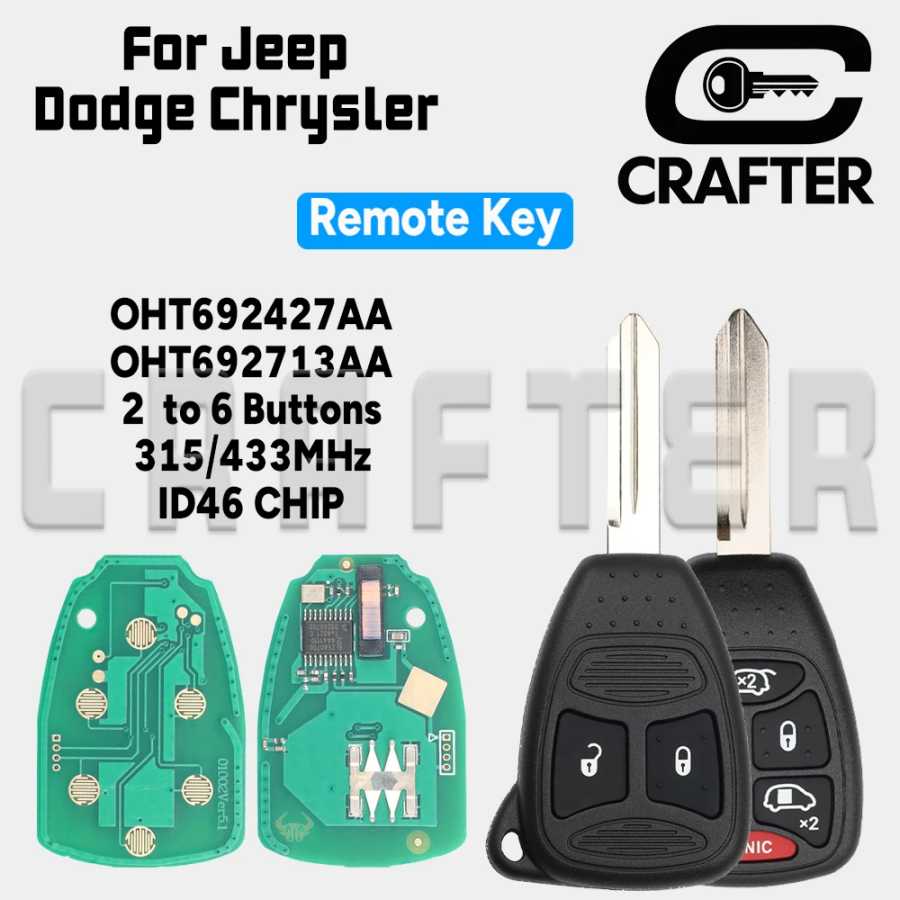 Ключ Crafters OHT692427AA/OHT692713AA 315/433 МГц 7941 Автомобильный дистанционный ключ для Chrysler Jeep Wrangler Grand Cherokee Dodge от 2 до 6 кнопок. Стартеры