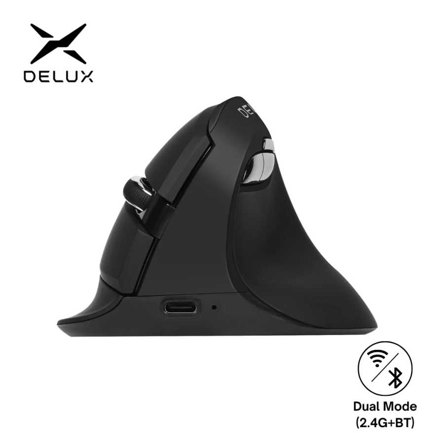Delux M618Mini DB Эргономичная беспроводная мышь 2,4 ГГц + Bluetooth мышь 4000 точек на дюйм Вертикальные мыши 6 кнопок для компьютера и ноутбука Компьютерная периферия