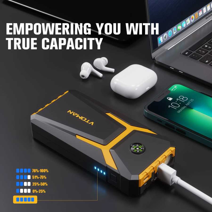 Фотография №2 товара Автомобильный стартер VTOMAN V6 Pro Power Bank 2000A, автомобильное зарядное