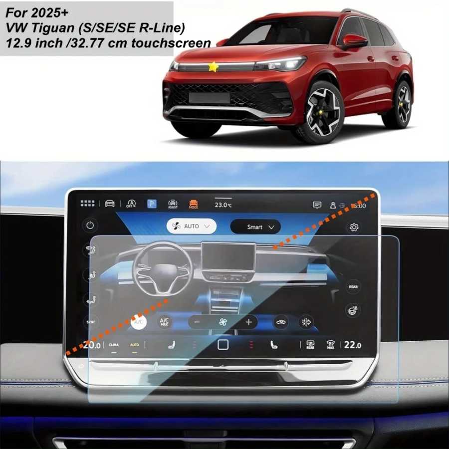 Закаленное стекло для VOLKSWAGEN VW Tiguan 2025 Tiguan SEL R-Line, автомобильный навигационный дисплей, высокое разрешение, устойчивый к царапинам Аксессуары для салона