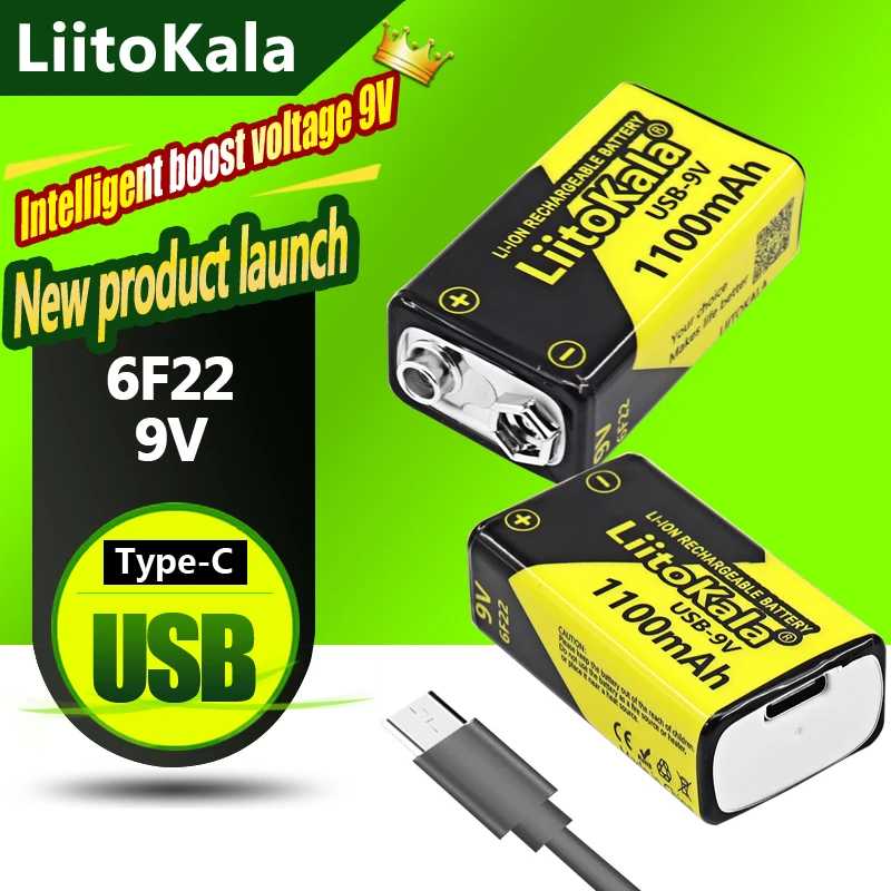 1-16 шт. LiitoKala 9 В 1100 мАч литий-ионная аккумуляторная батарея USB 9 В для мультиметра, микрофона, игрушки, пульт дистанционного управления, использование KTV Аксессуары и запчасти
