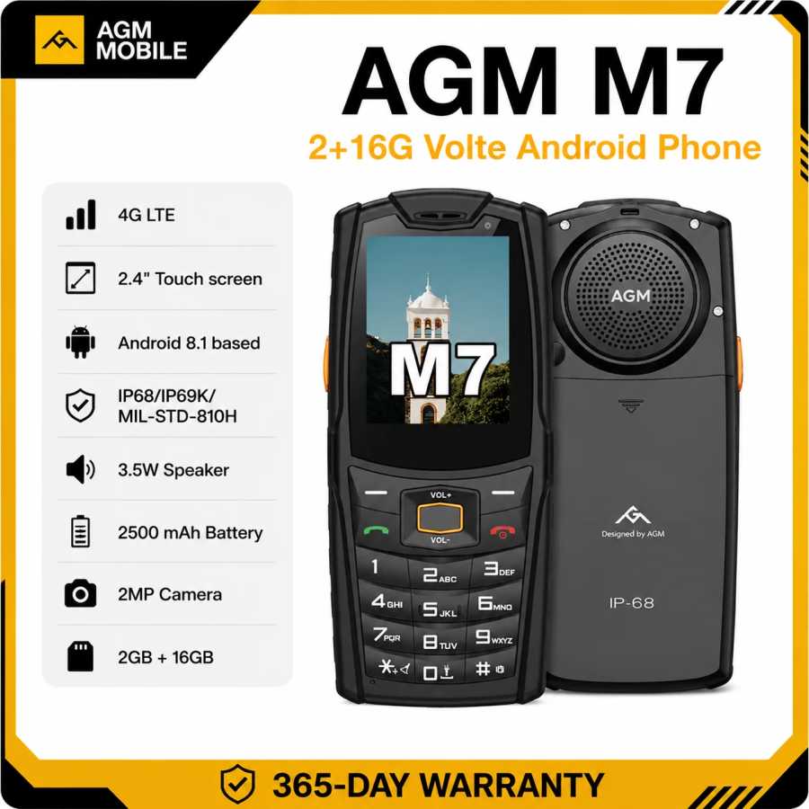 AGM M7 2+16G Volte Android-телефон с сенсорным экраном, водонепроницаемый, с батареей 2500 мАч и английской/русской клавиатурой Мобильные телефоны