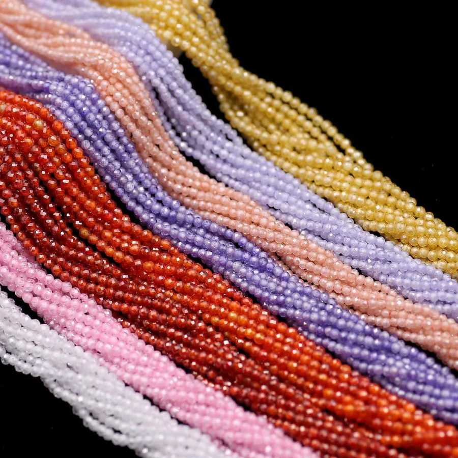 1 нить 2 мм DIY натуральный камень циркон граненые круглые свободные бусины для изготовления женщин кулон браслет ожерелье ювелирные аксессуары Бижутерия
