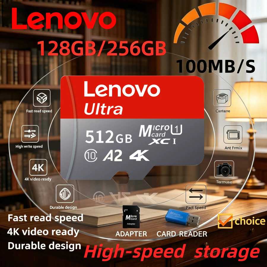 Карта памяти Lenovo Extreme Pro SD 128 ГБ U3 V60, высокоскоростная Micro TF SD карта 512 ГБ 256 ГБ для телефона, камеры, дрона, универсальная Сетевое оборудование