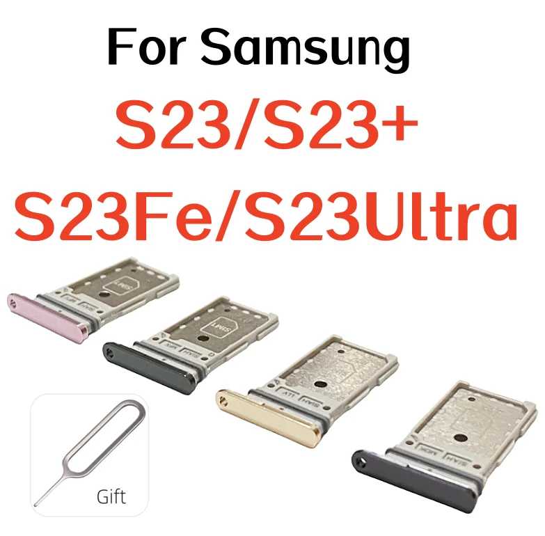 Держатель ящика лотка для SIM-карты для Samsung Galaxy S23 S23Ultra S23 + Plus S23Fe, запасные части с двумя слотами SIM-карты и аксессуары