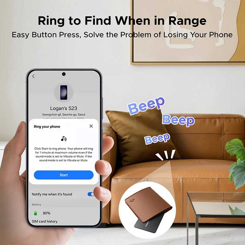 Фотография №2 товара UGREEN Bluetooth-трекер для Samsung Galaxy, GPS-локатор Smart Tag, устройство слежения,