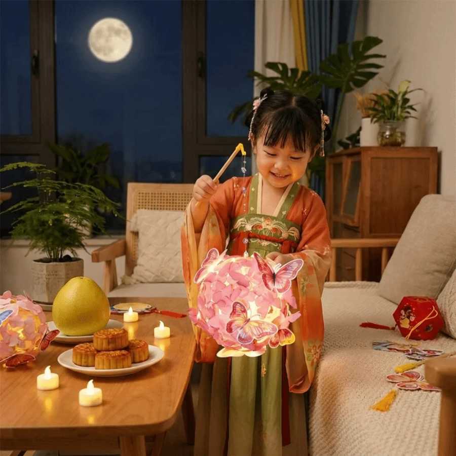 Фотография №2 товара Сферический фонарь-бабочка с мягким теплым светом, портативный, с жемчужной подвеской