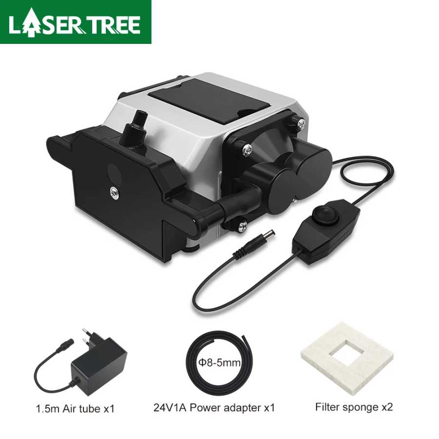 LASER TREE Воздушный компрессор DC 24 В Лазерный воздушный насос для лазерного резака и гравера Регулируемый 10-30 л/мин Деревообрабатывающее оборудование и аксессуары